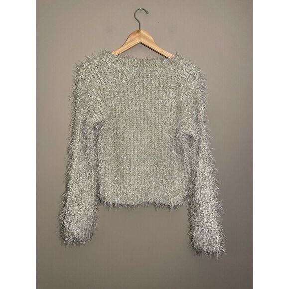Raga Shimmer Fuzzy Holiday‎ Sweater Women’s Small Tinsel V-Neck - Picture 3 of 6